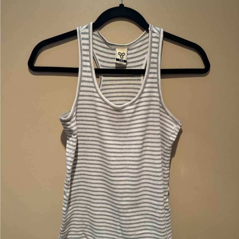 TNA Fitted White and Gray Tank Top